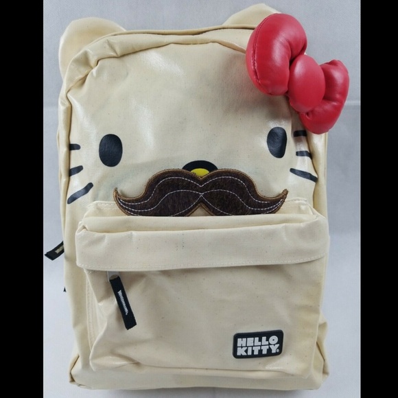 Loungefly Handbags - 🎒HELLO KITTY MUSTACHE 16” Full-Sized Backpack 🎒